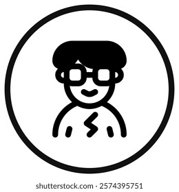 Editable person with bowl haircut and glasses avatar vector icon. User, profile, identity, persona. Part of a big icon set family. Perfect for web and app interfaces, presentations, infographics, etc