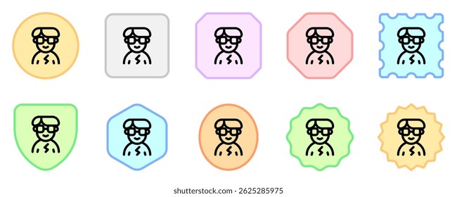 Editable person with bowl haircut and glasses avatar vector icon. User, profile, identity, persona. Part of a big icon set family. Perfect for web and app interfaces, presentations, infographics, etc