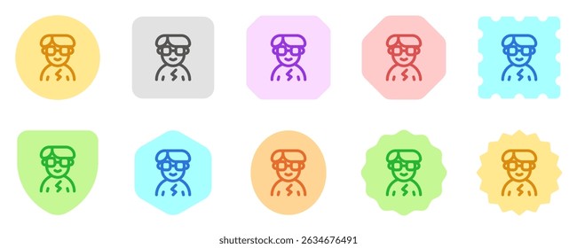 Editable person with bowl haircut and glasses avatar vector icon. User, profile, identity, persona. Part of a big icon set family. Perfect for web and app interfaces, presentations, infographics, etc