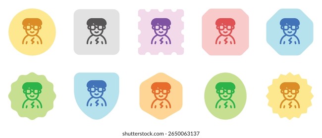 Editable person with bowl haircut and glasses avatar vector icon. User, profile, identity, persona. Part of a big icon set family. Perfect for web and app interfaces, presentations, infographics, etc
