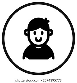 Editable person boy wearing t-shirt avatar vector icon. User, profile, identity, persona. Part of a big icon set family. Perfect for web and app interfaces, presentations, infographics, etc