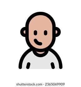 Bearbeitbare Person mit sauber rasierten Glatzkopf Avatar Vektorsymbol. Benutzer, Profil, Identität, Person. Teil einer großen Icon-Set-Familie. Perfekt für Web- und App-Schnittstellen, Präsentationen, Infografiken usw.
