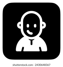 Editable person with clean shaved bald head avatar vector icon. User, profile, identity, persona. Part of a big icon set family. Perfect for web and app interfaces, presentations, infographics, etc