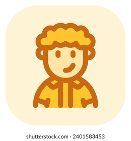 Editable person with curly hair avatar vector icon. User, profile, identity, persona. Part of a big icon set family. Perfect for web and app interfaces, presentations, infographics, etc