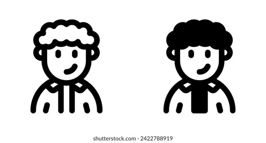 Editable person with curly hair avatar vector icon. User, profile, identity, persona. Part of a big icon set family. Perfect for web and app interfaces, presentations, infographics, etc