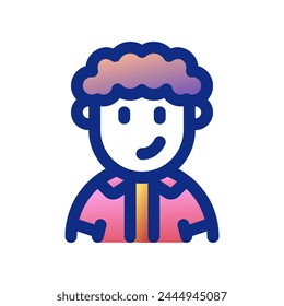 Editable person with curly hair avatar vector icon. User, profile, identity, persona. Part of a big icon set family. Perfect for web and app interfaces, presentations, infographics, etc