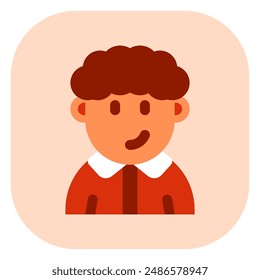 Editable person with curly hair avatar vector icon. User, profile, identity, persona. Part of a big icon set family. Perfect for web and app interfaces, presentations, infographics, etc