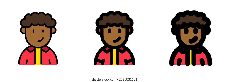 Editable person with curly hair avatar vector icon. User, profile, identity, persona. Part of a big icon set family. Perfect for web and app interfaces, presentations, infographics, etc