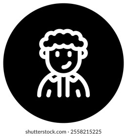 Editable person with curly hair avatar vector icon. User, profile, identity, persona. Part of a big icon set family. Perfect for web and app interfaces, presentations, infographics, etc