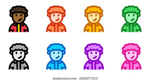 Editable person with curly hair avatar vector icon. User, profile, identity, persona. Part of a big icon set family. Perfect for web and app interfaces, presentations, infographics, etc