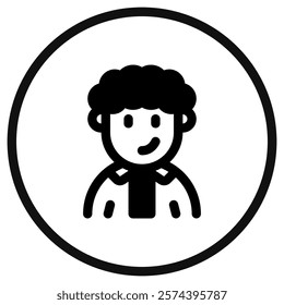 Editable person with curly hair avatar vector icon. User, profile, identity, persona. Part of a big icon set family. Perfect for web and app interfaces, presentations, infographics, etc