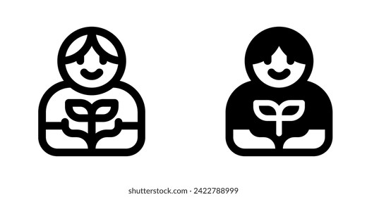 Editable person planting a tree, plant, gardening vector icon. Environment, ecology, eco-friendly. Part of a big icon set family. Perfect for web and app interfaces, presentations, infographics, etc