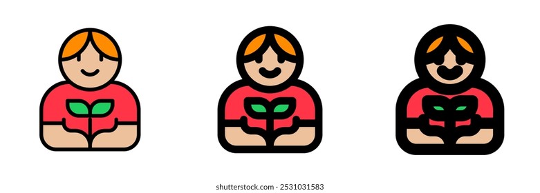 Editable person planting a tree, plant, gardening vector icon. Environment, ecology, eco-friendly. Part of a big icon set family. Perfect for web and app interfaces, presentations, infographics, etc
