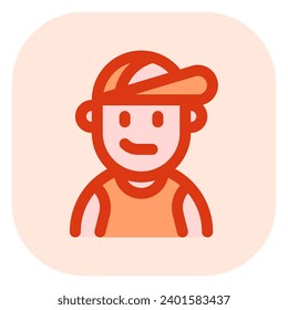 Editable person wearing tanktop, baseball cap avatar vector icon. User, profile, identity, persona. Part of a big icon set family. Perfect for web and app interfaces, presentations, infographics, etc