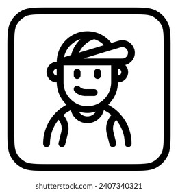 Editable person wearing tanktop, baseball cap avatar vector icon. User, profile, identity, persona. Part of a big icon set family. Perfect for web and app interfaces, presentations, infographics, etc