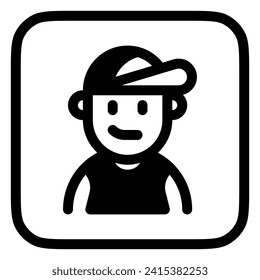 Editable person wearing tanktop, baseball cap avatar vector icon. User, profile, identity, persona. Part of a big icon set family. Perfect for web and app interfaces, presentations, infographics, etc