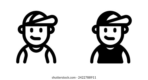 Editable person wearing tanktop, baseball cap avatar vector icon. User, profile, identity, persona. Part of a big icon set family. Perfect for web and app interfaces, presentations, infographics, etc