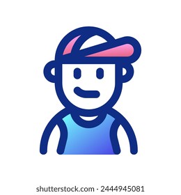 Editable person wearing tanktop, baseball cap avatar vector icon. User, profile, identity, persona. Part of a big icon set family. Perfect for web and app interfaces, presentations, infographics, etc