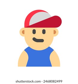 Editable person wearing tanktop, baseball cap avatar vector icon. User, profile, identity, persona. Part of a big icon set family. Perfect for web and app interfaces, presentations, infographics, etc