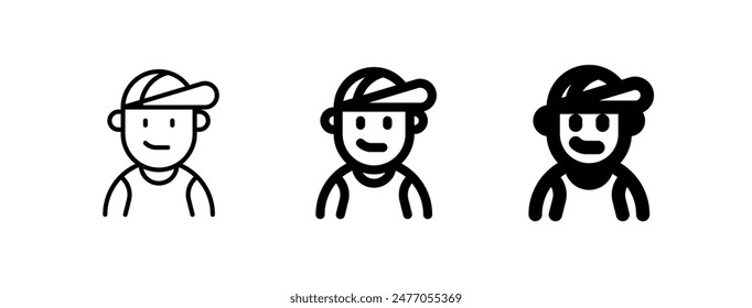 Editable person wearing tanktop, baseball cap avatar vector icon. User, profile, identity, persona. Part of a big icon set family. Perfect for web and app interfaces, presentations, infographics, etc