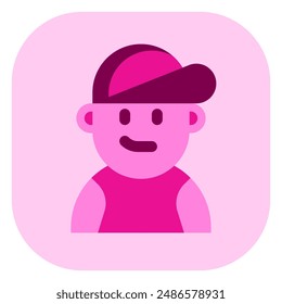 Editable person wearing tanktop, baseball cap avatar vector icon. User, profile, identity, persona. Part of a big icon set family. Perfect for web and app interfaces, presentations, infographics, etc