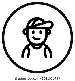 Editable person wearing tanktop, baseball cap avatar vector icon. User, profile, identity, persona. Part of a big icon set family. Perfect for web and app interfaces, presentations, infographics, etc