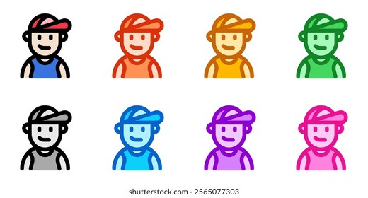 Editable person wearing tanktop, baseball cap avatar vector icon. User, profile, identity, persona. Part of a big icon set family. Perfect for web and app interfaces, presentations, infographics, etc