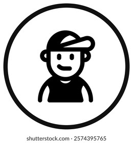 Editable person wearing tanktop, baseball cap avatar vector icon. User, profile, identity, persona. Part of a big icon set family. Perfect for web and app interfaces, presentations, infographics, etc