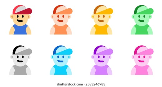 Editable person wearing tanktop, baseball cap avatar vector icon. User, profile, identity, persona. Part of a big icon set family. Perfect for web and app interfaces, presentations, infographics, etc