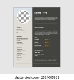 Diseño de CV minimalista de Vector creativo personal editable, CV de aplicación de trabajo profesional, CV de aplicaciones de trabajo modernas limpias y Plantilla de Vector de diseño de carta de presentación, Plantilla de diseño de CV minimalista