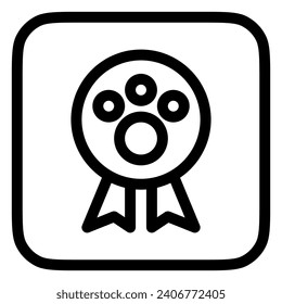 Insignia editable de mascota, icono del vector de premio. Veterinaria, animal, cuidado de mascotas, tienda de mascotas. Parte de una familia de iconos grandes. Perfecto para interfaces de negocios, web y aplicaciones, presentaciones, infografías, etc.