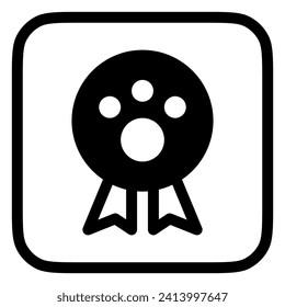 Insignia editable de mascota, icono del vector de premio. Veterinaria, animal, cuidado de mascotas, tienda de mascotas. Parte de una familia de iconos grandes. Perfecto para interfaces de negocios, web y aplicaciones, presentaciones, infografías, etc.