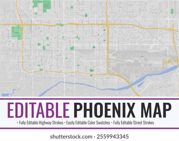 Editable Phoenix Map, Arizona, USA