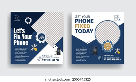 Editable Phone repair service social media posts bannersand Technology maintenance service web banner ads template design