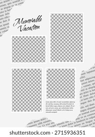 Plantilla de diseño de collage de fotos editable para documentar y mostrar recuerdos de vacaciones y experiencias de viaje preciadas