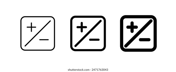 Icono de Vector más y menos editable. Parte de una gran familia de iconos. Perfecto para interfaces de Web y App, presentaciones, infografías, etc