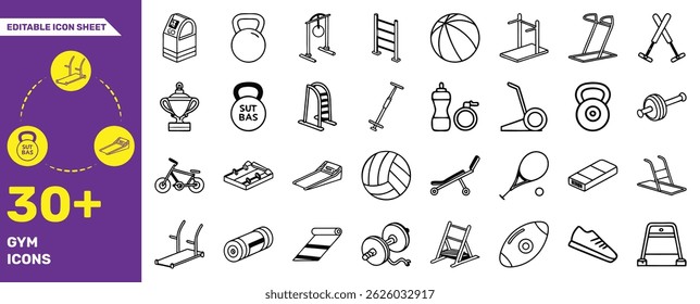 Conjunto de iconos de Fotografía y cámara editables: más de 30 iconos de línea de Vector para equipos y herramientas fotográficas
