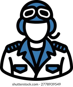 Editable pilot profession illustration isolated on white background