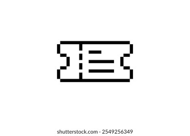 Design de Pixel Ticket editável Pixel Art ticket vetor isolado. Cinema, Concerto, Símbolo de filme. Retrô jogo 8 bit art estilo ticket. Ativo de jogo Geek Pixel - modelo editável 