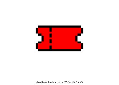 Design de Pixel Ticket editável Pixel Art ticket vetor isolado. Cinema, Concerto, Símbolo de filme. Retrô jogo 8 bit art estilo ticket. Ativo de jogo Geek Pixel - modelo editável 
