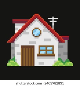 Vector de píxeles editable de la ilustración de la casa, bueno para Stcker, logotipo, icono, imágenes prediseñadas, etc.
