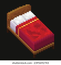 editable pixel vector Illustration of Comfy Bed, good for sticker, clip art, icon, logo, game assets, etc.