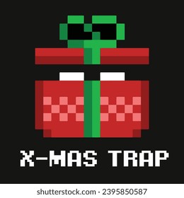 editable pixel vector Illustration of Gift Monster, good for sticker, clip art, icon, logo, game assets, etc.