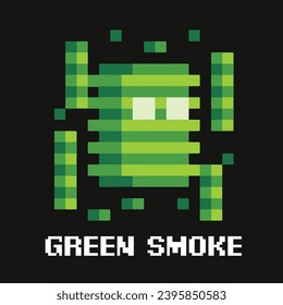 editable pixel vector Illustration of Green Smoke, good for sticker, clip art, icon, logo, game assets, etc.