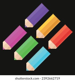 Ilustración editable del vector de píxeles del color del lápiz. Bien por pegatinas, iconos, imágenes prediseñadas, ppt, juegos, educación, etc