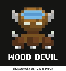 editable pixel vector Illustration of Wood Devil, good for sticker, clip art, icon, logo, game assets, etc.