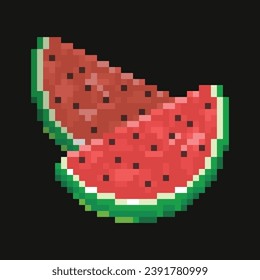 Editable pixel vector of Watermelon, good for clip art, sticker, icon, logo, etc
