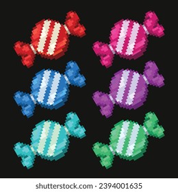 Editable pixelated vector of Candies, good for sticker, icon, logo, clip art, pattern, etc