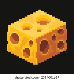 Editable pixelated vector of Cheese, good for sticker, icon, logo, clip art, pattern, etc