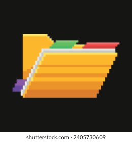 Editable pixelated vector of Folder illustration, good for sticker, clip art, logo, icon, game asset, sign system, etc